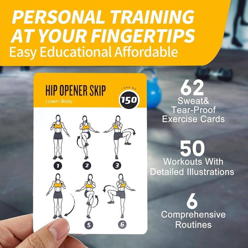 ELAORY Bodyweight Fitness Planners, 62 Exercises Cards Deck Large Size 5" x 3.5" Fitness Cards for Women & Men, Beginner Fitness Guide to Training Exercises at Home or Gym (Bodyweight, Vol 3) - Image 5